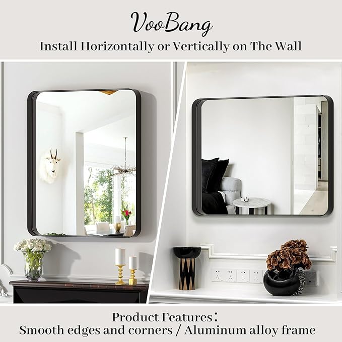 Bathroom Mirror 30x40 inch, Modern Round Corner Bathroom Vanity Mirror - Image 5