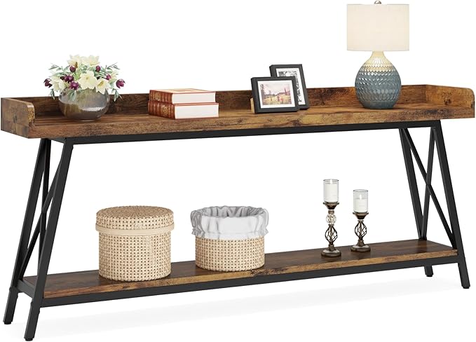 Tribesigns 70.9 inch Extra Long Console Table Behind Couch, Rustic Industrial - Image 8
