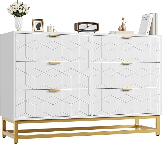 GAOMON White Dresser for Bedroom, Modern 6 Drawer Double Dresser - Image 7