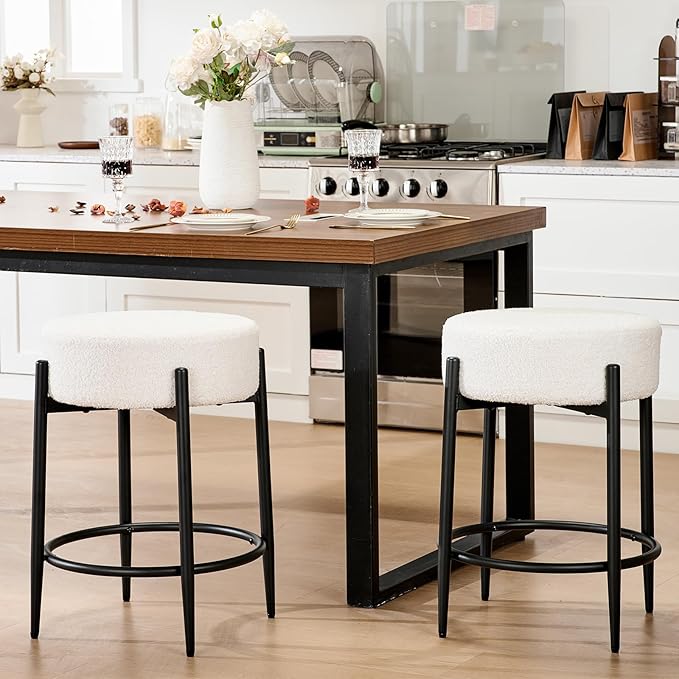 Dining Chairs Set of 2, 23.6" Backless Kitchen Living Room Chair，Mid Century by Viroformo