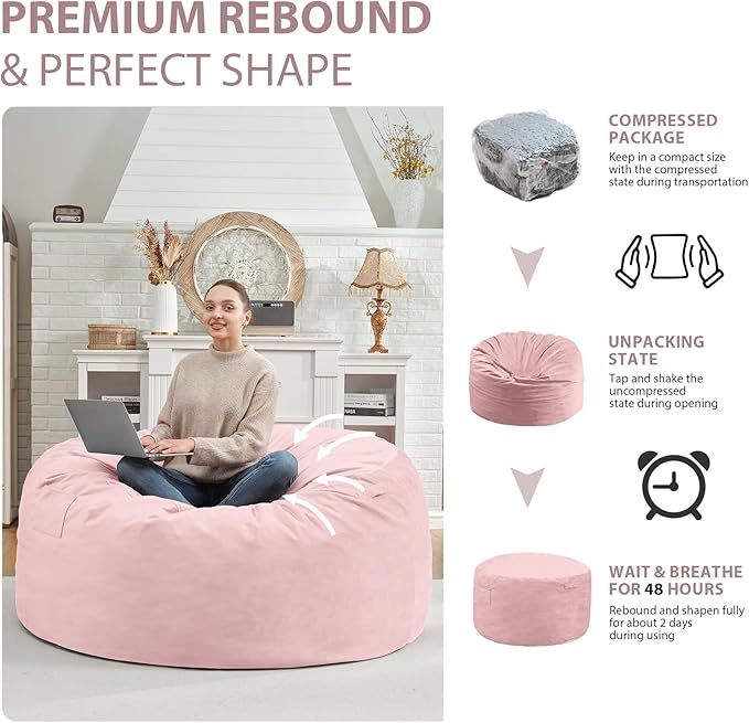 4FT Bean Bag Chair, Large Bean Bag Chairs - Image 6
