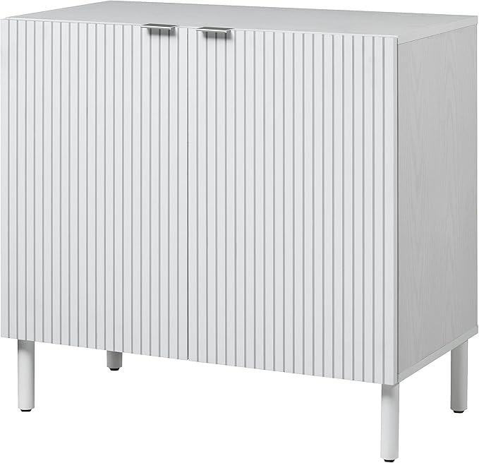 Sango Merk 2-Door Cabinet, Modern White Storage Cabinet - Image 4