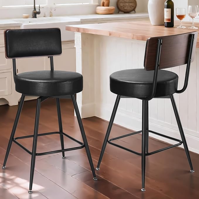 Bar Stools, 25 Inch Swivel Counter Height Bar Stools Set of 2 by FLYZC