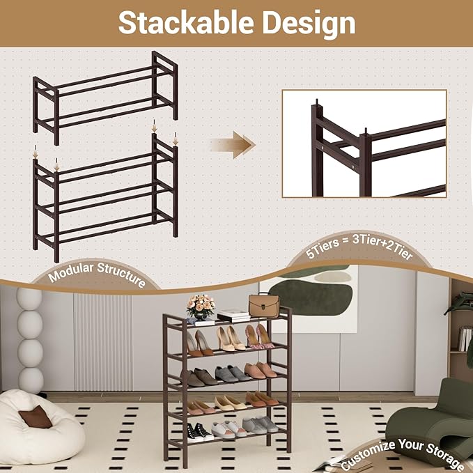 Haddockway Bamboo Shoe Rack for Closet, Free Standing Shoe Organizer - Image 6