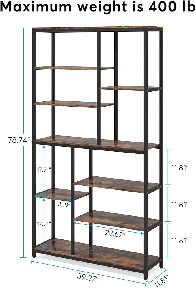 Tribesigns 79 inches Tall Bookshelf Bookcase, 8-Tier Staggered Bookcase - Image 2