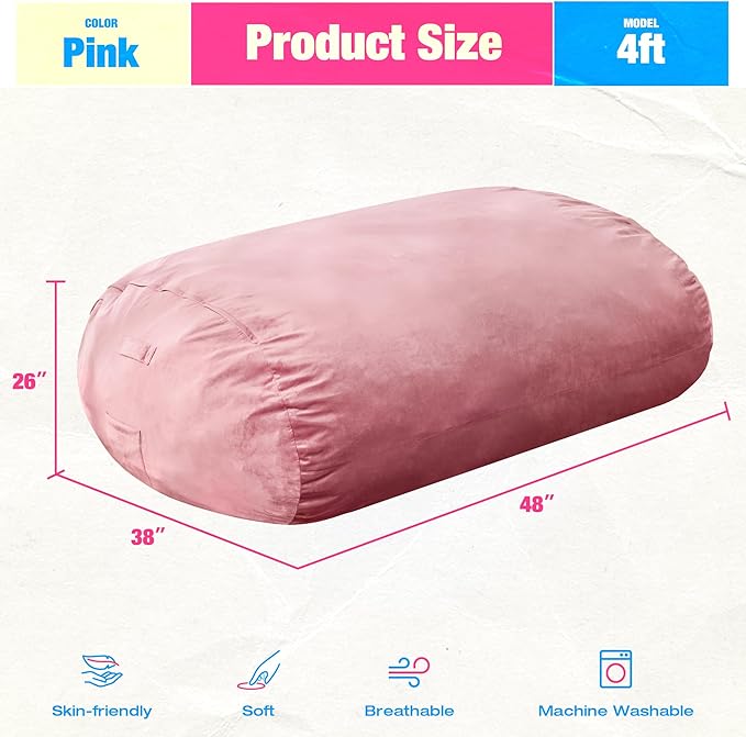 Hobestluk 4FT Bean Bag Chair Large Beanbag - Image 2