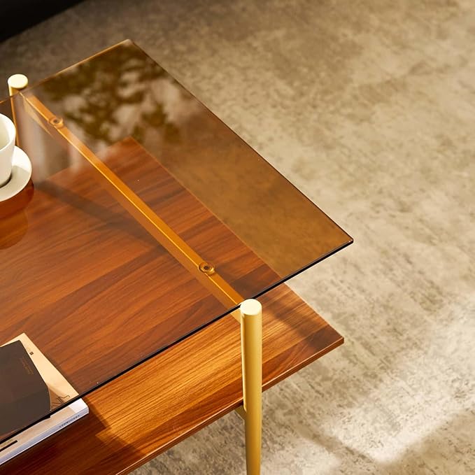 AGV LIGHTING Tadio Glass Coffee Table, Mid-Century Modern Coffee Table - Image 11
