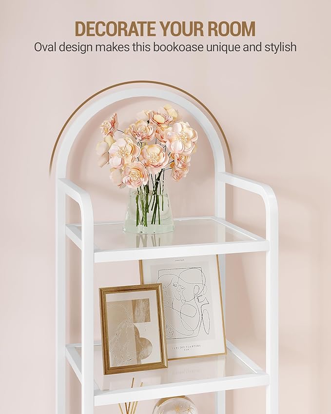 Bookcase Bookshelf, Tempered Glass Bookshelves, Slim Shelving Unit - Image 4