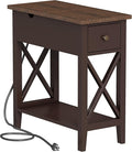 ChooChoo End Table with Charging Station, Narrow Side Table with USB Ports and by ChooChoo