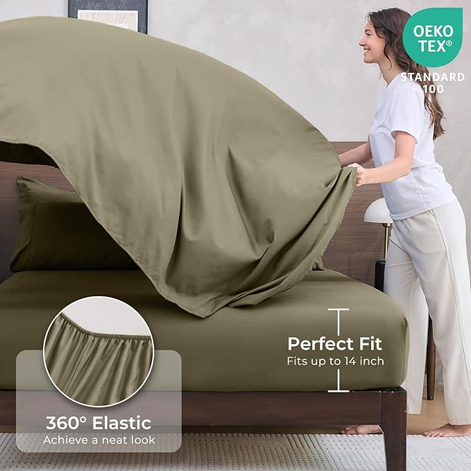 HEVUMYI Olive Green Full Comforter Set - Image 5