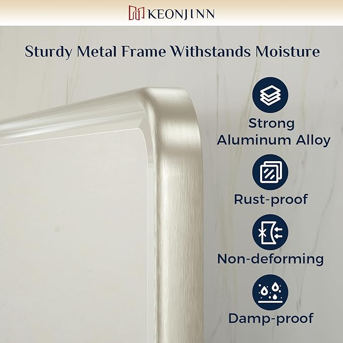 Keonjinn 24x30 in Brushed Pivot Mirror, Tilt Beveled Mirror Bathroom, - Image 7