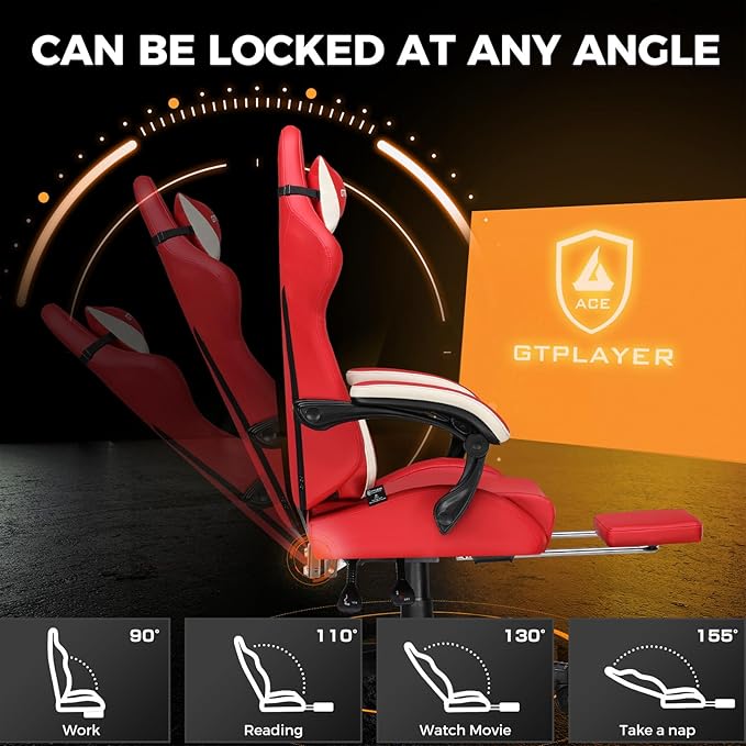 GTPLAYER Gaming Chair with Footrest, Big and Tall Game Chair High Back Computer - Image 7