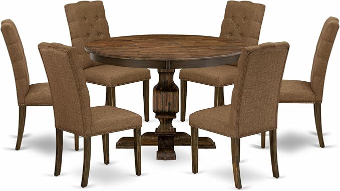 East West Furniture F3EL7-718 7 Piece Kitchen Table Set Consist of a Round by EastWestFurniture
