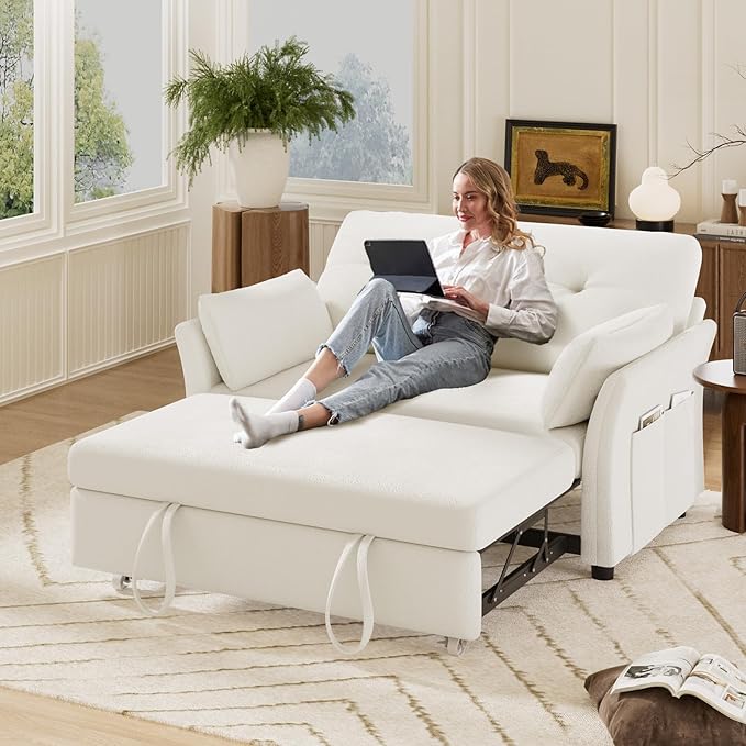 Vipbear 3-in-1 Chenille Convertible Sofa Bed, Pull Out Sleeper Sofa by VipbearLiving