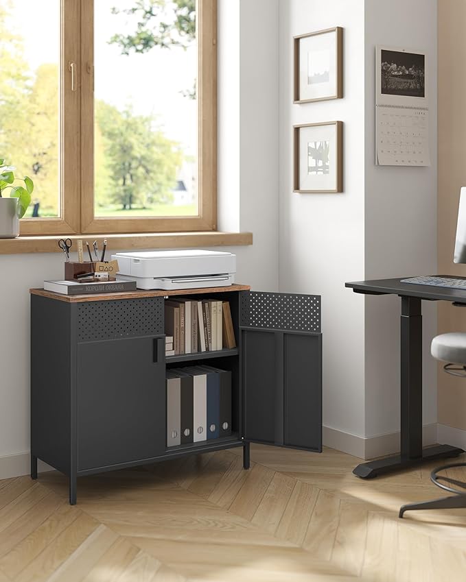 SONGMICS Set of 2 Storage Cabinets, Metal Cabinet, Sideboard - Image 2