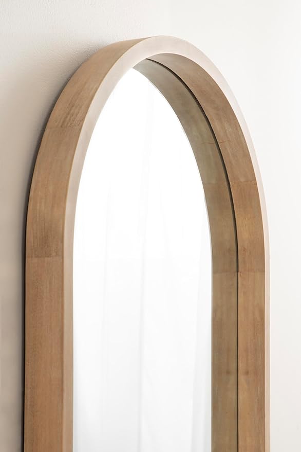 Kate and Laurel Hutton Modern Wood Arched Mirror; 24 x 36; Natural Wood; - Image 6