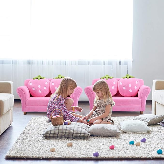 Costzon Kids Couch, Double Seat Pink Children's Sofa - Image 3