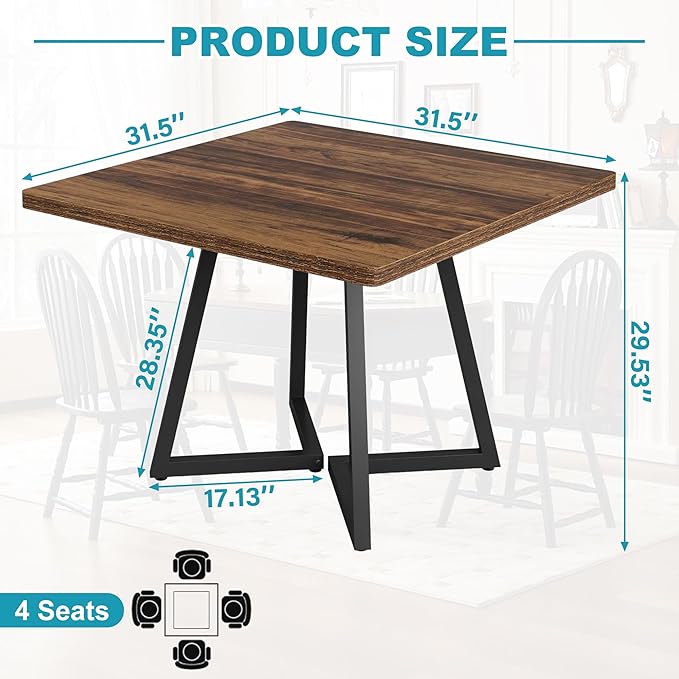 Square Dining Table for 2-4, 31.5" Small Dinner Table - Image 2