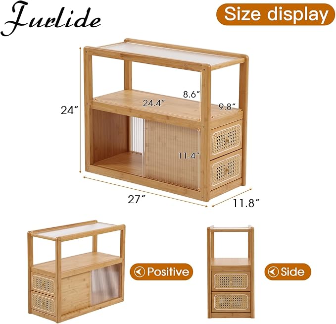 Rattan Nightstand Side Table - Image 2