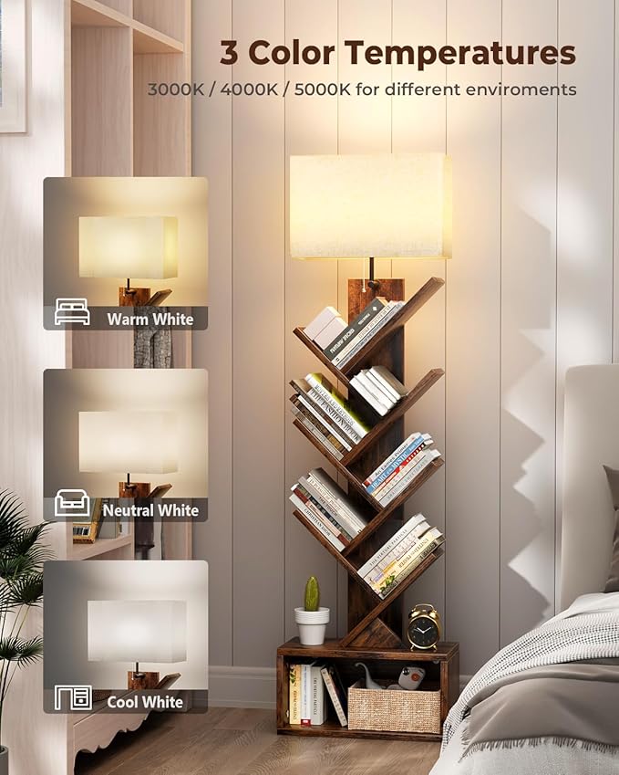 6 Tier Tree Bookshelf with Smart Light, Small Bookcase Tower with Remote Control - Image 5