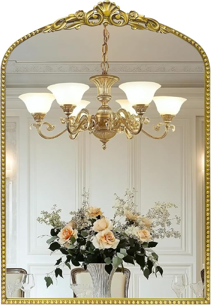 G-LEAF Vintage Baroque Mirror 24"X36", Arched Mantel Victorian Antique by G-LEAF