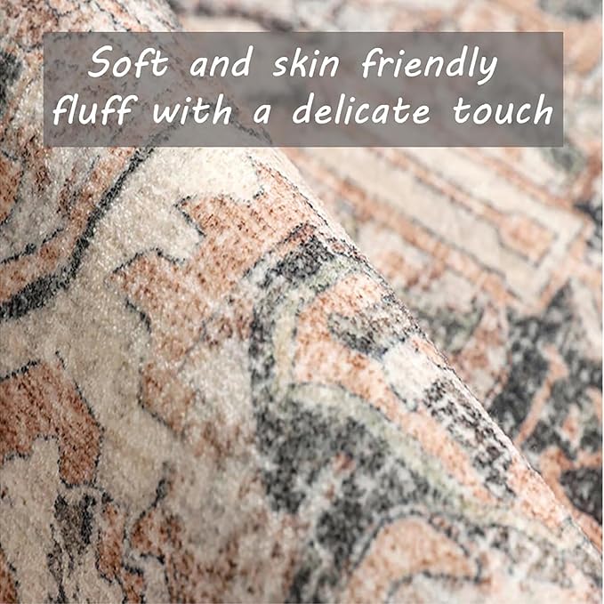 Retro Washable Area Rug 4X6 Washable Living Room Boho Chic Medallion Distressed - Image 4