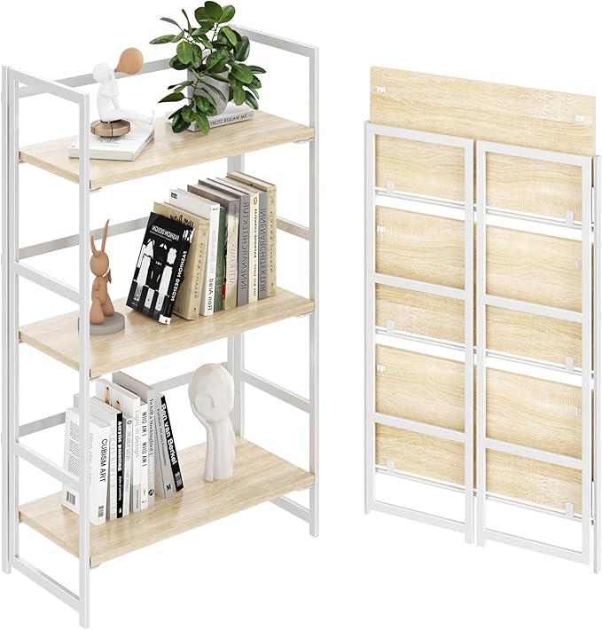 BHG Vintage Multifunctional Folding Bookshelf, No-Assembly Plant Stand Storage by BHG