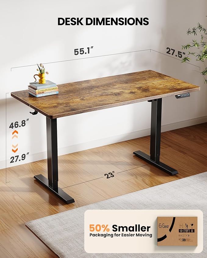 ErGear Electric Standing Desk, 55 x 27.5 inches, Height Adjustable Computer Desk - Image 3