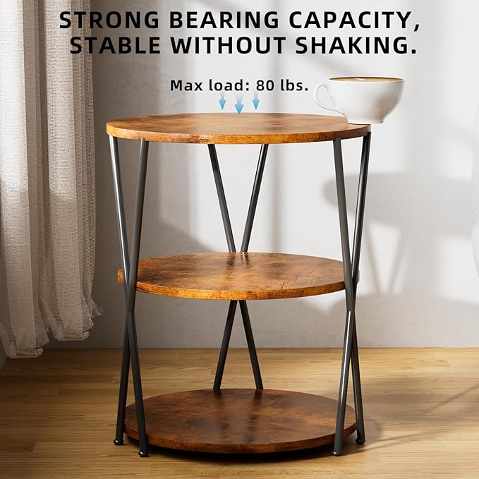 Big Side Table, 3-Tier Large Size Round End Table - Image 4