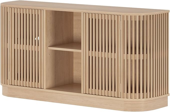 Plank+Beam Contour Wood TV Stand, Two Door Solid Wood Entertainment Console - Image 12