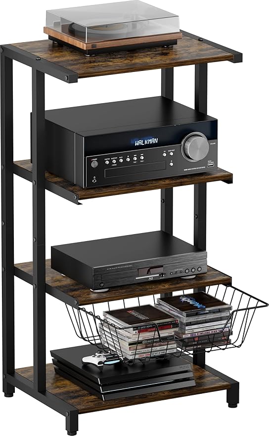 Media Stand with Detachable Baskets, 4-Tier AV Media Stand Corner Shelf by Ardier