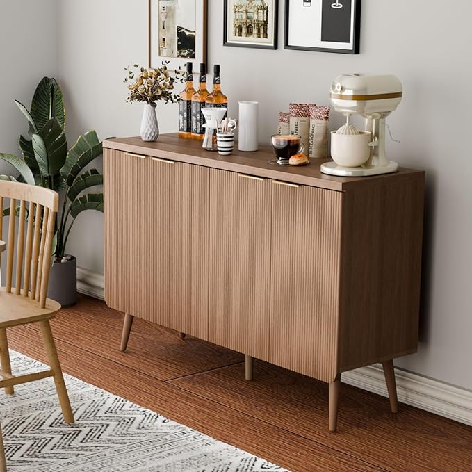Sideboard Buffet Cabinet with Storage, 4 Doors Wood Entryway Cabinet, Modern - Image 6