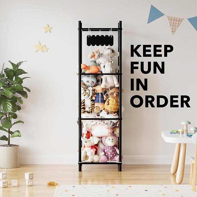 SpaceAid Stuffed Animal Storage Organizer, Wood Animals Zoo Toy Plushies - Image 6