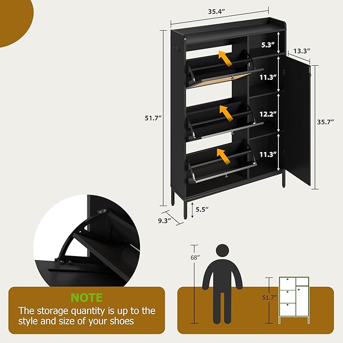 GarveeHome Shoe Cabinet Rattan - Image 2