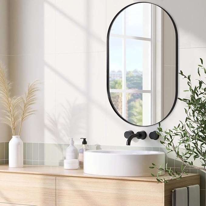 ANDY STAR Oval Mirrors for Bathroom, 24x40’’ Black Vanity Mirror, 1’’ Deep - Image 9