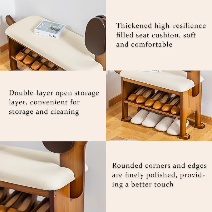Shoe Bench – 2-Tier Wooden Entryway Organizer Cute Dog-Shaped - Image 5