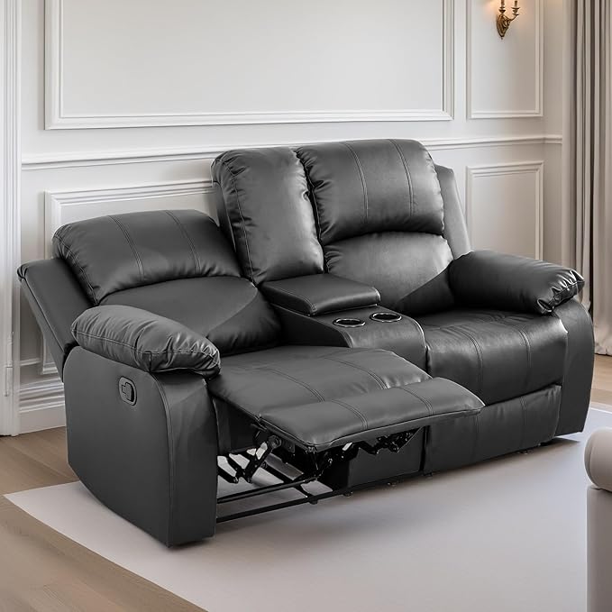 Loveseat Recliner Sofa, Reclining Loveseat Leather Couch - Image 7
