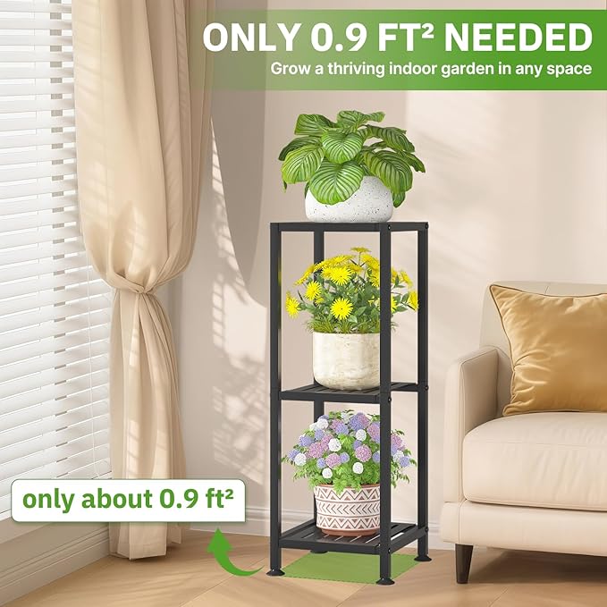 KMOTASUO 3 Tiered Black Tall Plant Stand - Image 7