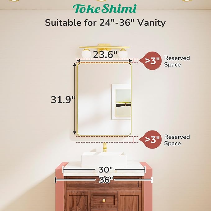 TokeShimi 24x32 Brushed Nickel Bathroom Mirror, Vanity Mirror - Image 2