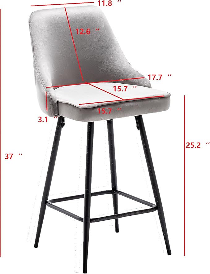 BTEXPERT® Set of 2, Premium upholstered Dining 25" High Counter Back Stool Bar - Image 3