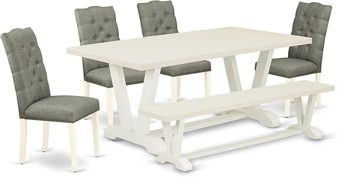 East West Furniture V027EL207-6 6 Piece Modern Dining Table Set Contains a by EastWestFurniture