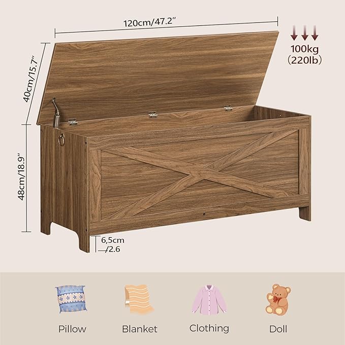 47.2" Toy Chest, Sturdy Entryway Storage Chest - Image 2