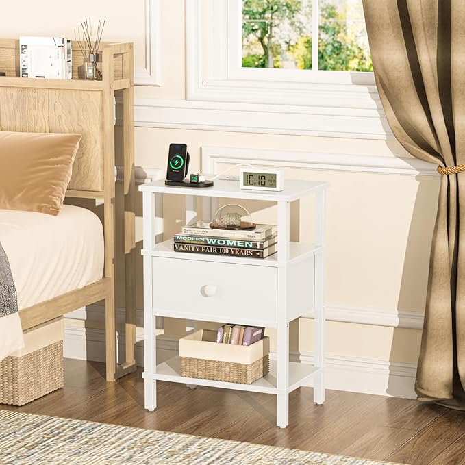 Lerliuo Nightstand with Charging Station and USB Ports, 3-Tier Storage End - Image 9
