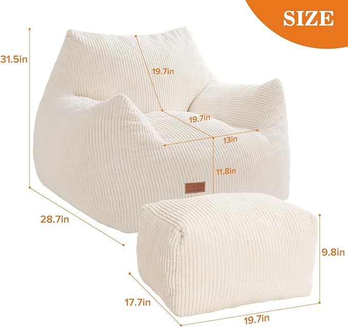 Big Bean Bag Chair for Adults & Kids, Ultra Soft Living Room Bean Bag - Image 2