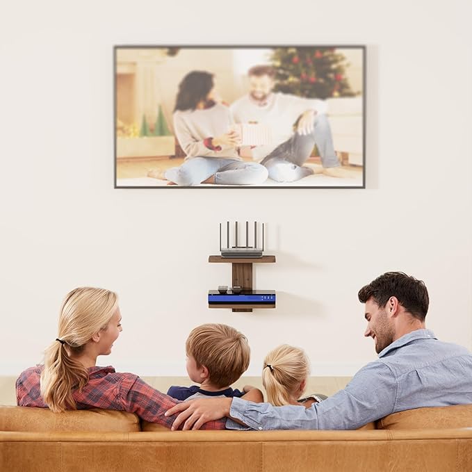 WALI Floating TV Shelf, Projector Shelf Holds Up to 22lbs, Wooden Projector - Image 2