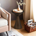 Small Drink Table, Round Martini Table, Drum End Table Side Table, Metal Accent by COVLON
