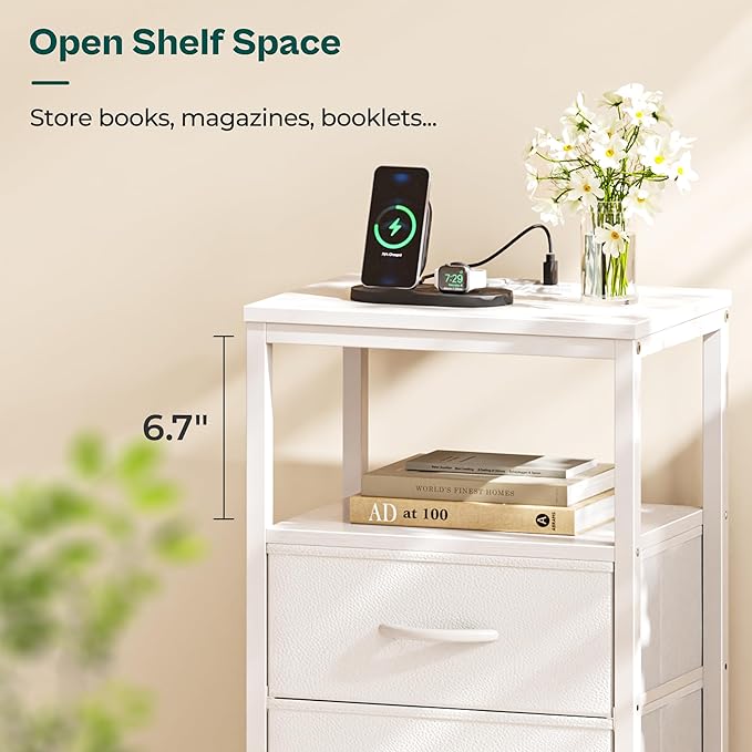 Huuger White Dresser with 5 Drawers & Charging Station, Tall Dresser - Image 9