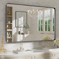 WEER 48X30 Inch Black Metal Framed Bathroom Mirror, Matte Black Bathroom Vanity by WEER