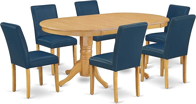 East West Furniture VAAB7-OAK-55 7 Piece Dinette Set Consist of an Oval Dining - Image 5