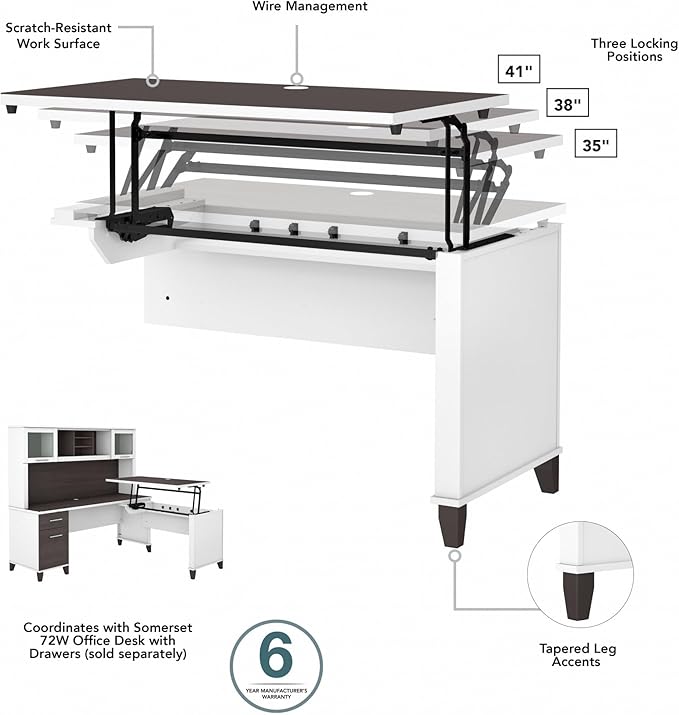 Bush Furniture Somerset 72W 3 Position Sit to Stand L Shaped Desk - Image 11